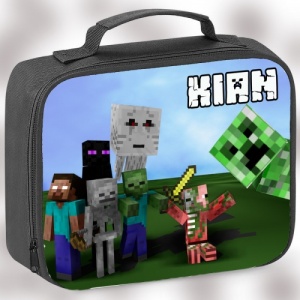 Black Character Personalised Minecraft Lunch Bag